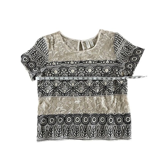 Anthropologie Meadow Rue Womens Embroidered Sleeve Blouse Gold 10 - Picture 10 of 11